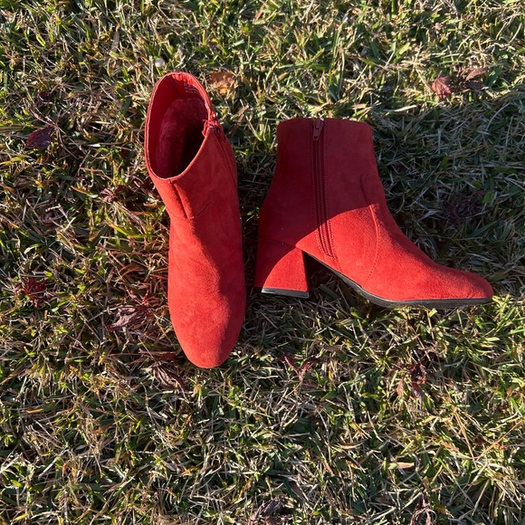 Burnt Orange Suede Ankle Booties - Picture 3 of 4